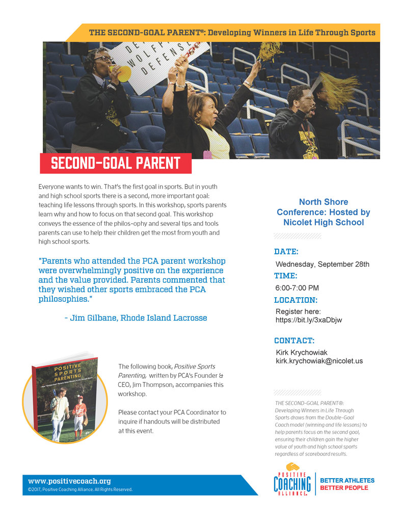 Virtual Positive Coaching Alliance (PCA)  Parent Athletic Workshop