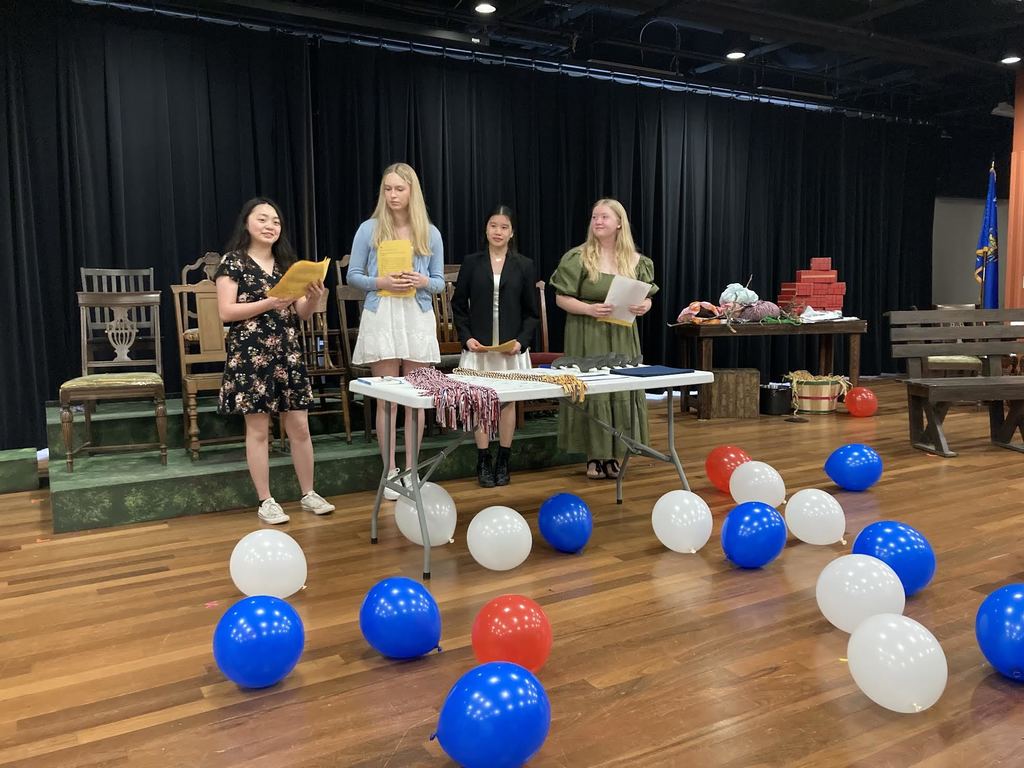 The French Honor Society Induction Ceremony took place on Wednesday in the Community Room. 11 new members were inducted. Graduating seniors received their honor cords as well as their Seal of Biliteracy certificates and cords.