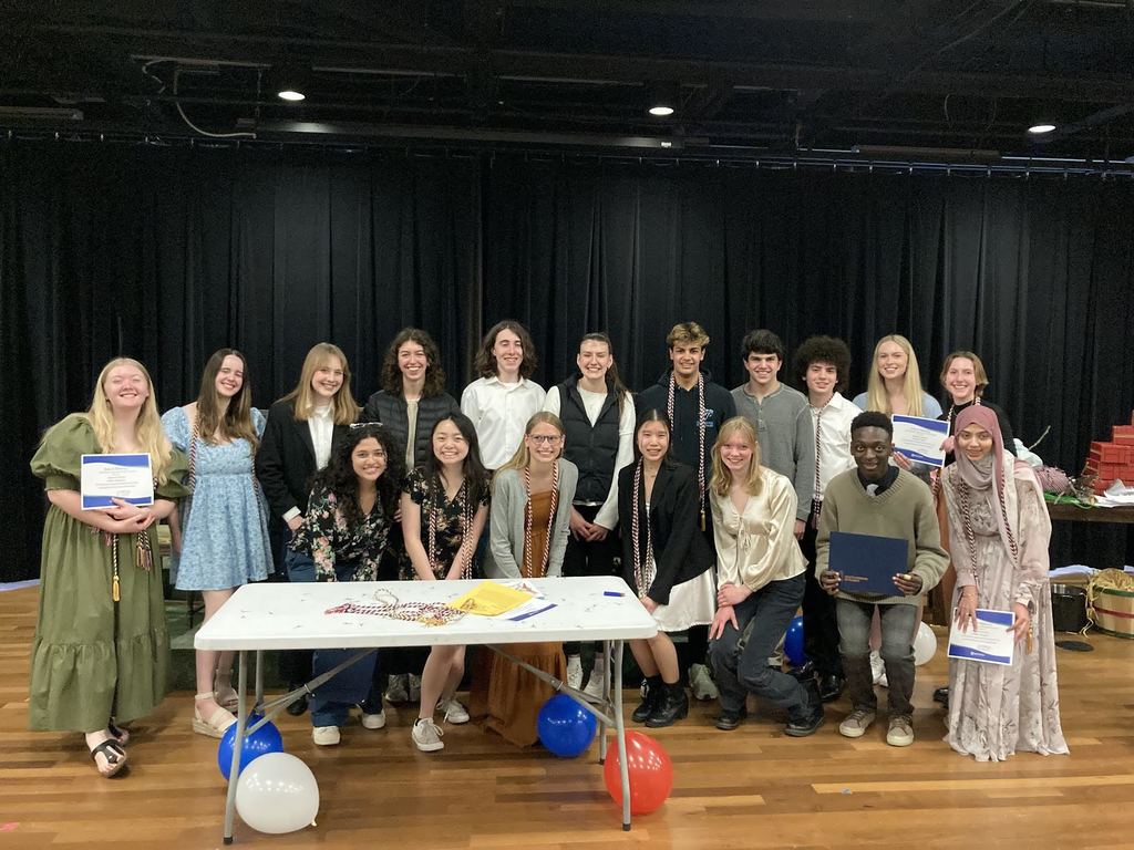 The French Honor Society Induction Ceremony took place on Wednesday in the Community Room. 11 new members were inducted. Graduating seniors received their honor cords as well as their Seal of Biliteracy certificates and cords. The ceremony was followed by a reception with a cheese tasting.